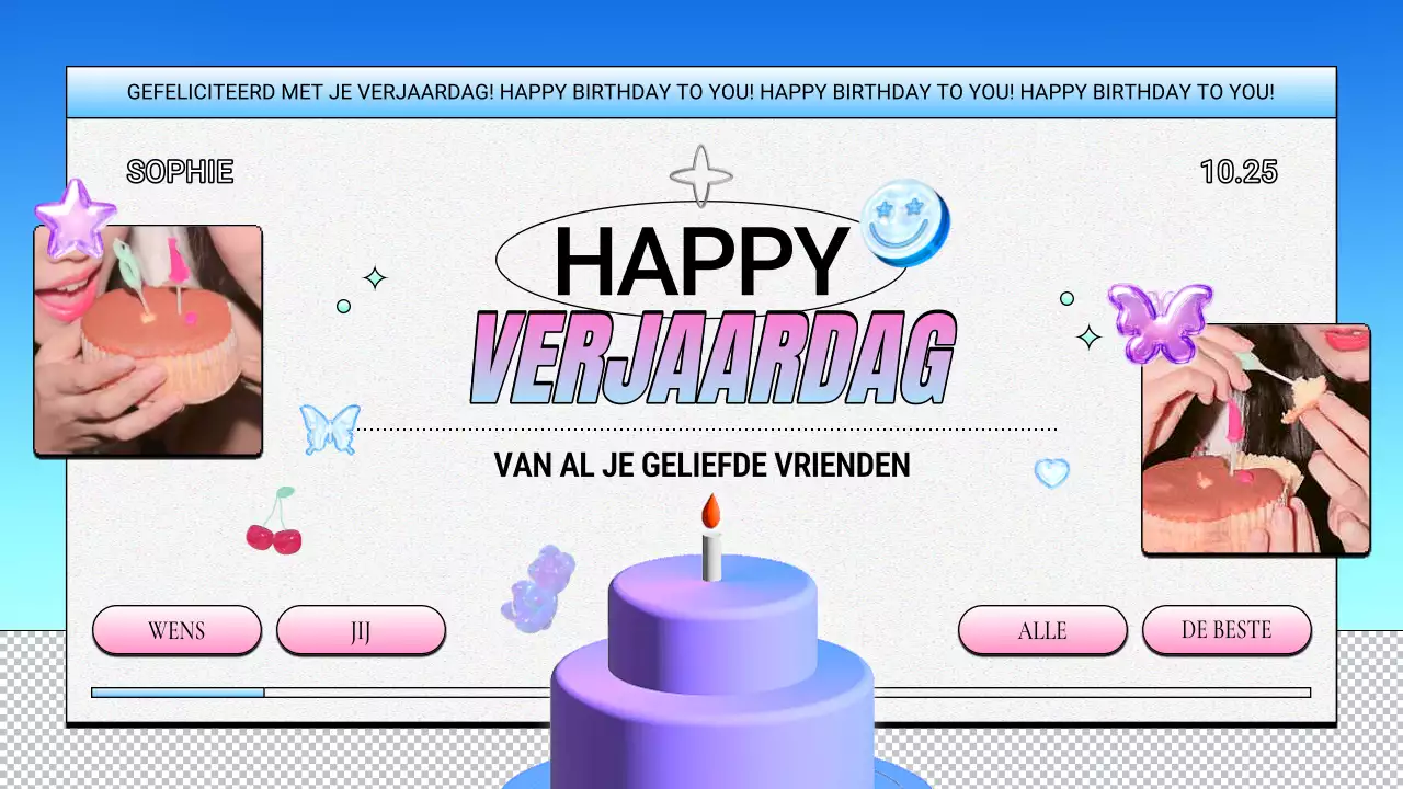 paars retro verjaardagsontwerp