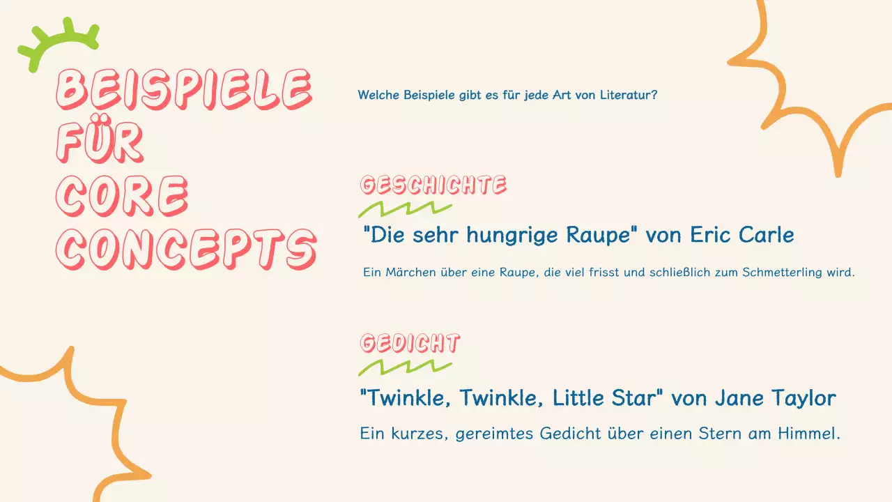 Einfache und bunte Literaturpräsentation für Kinder