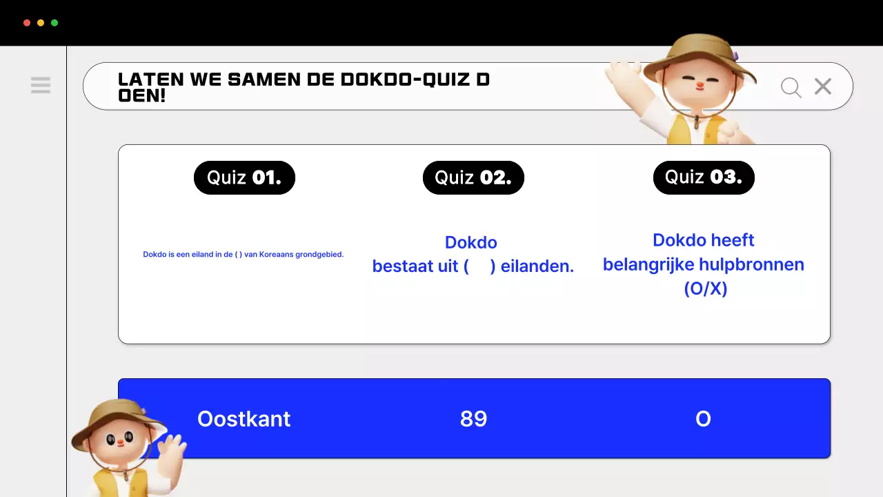 Bevorder eenvoudige verkenning van Dokdo in blauw