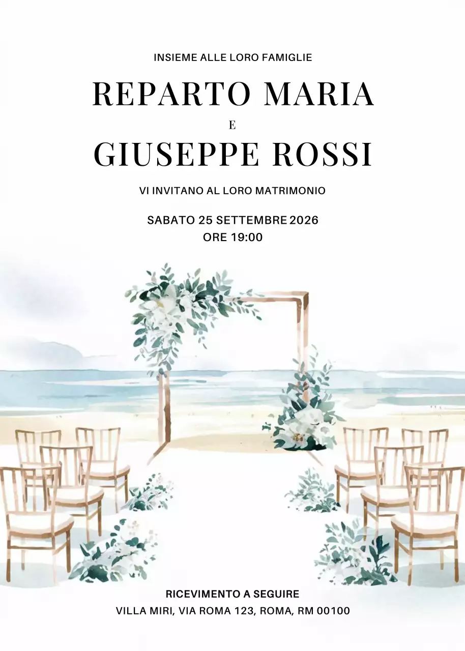 Invito di matrimonio elegante bianco