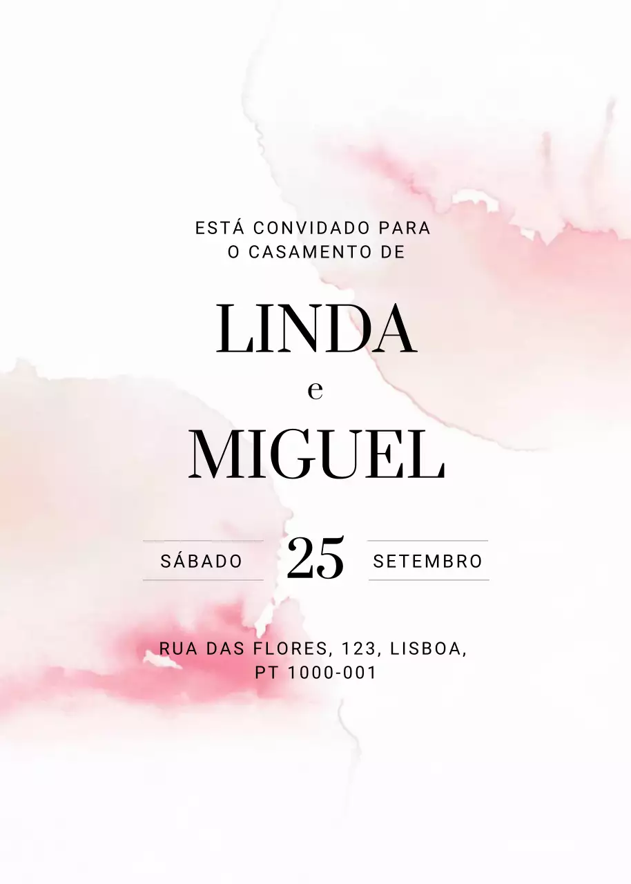 Convite de casamento elegante cor-de-rosa