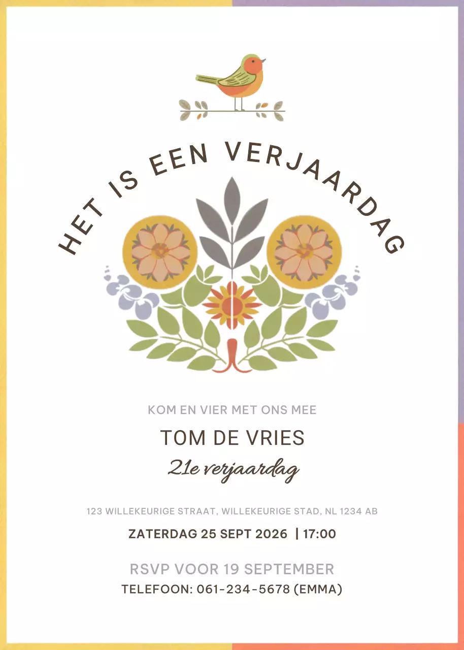 Witte botanische verjaardagsuitnodiging