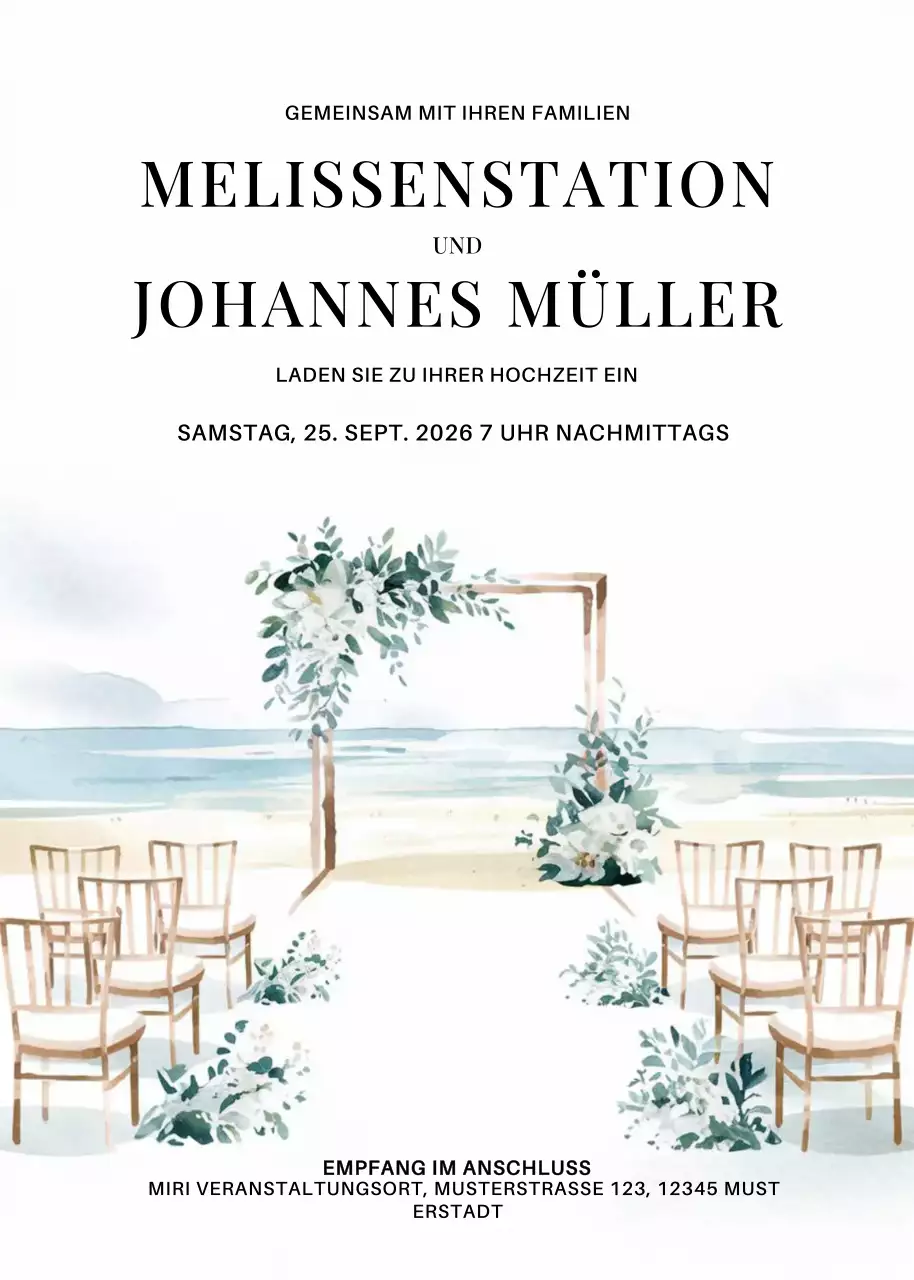 Weiß Elegante Hochzeitseinladung