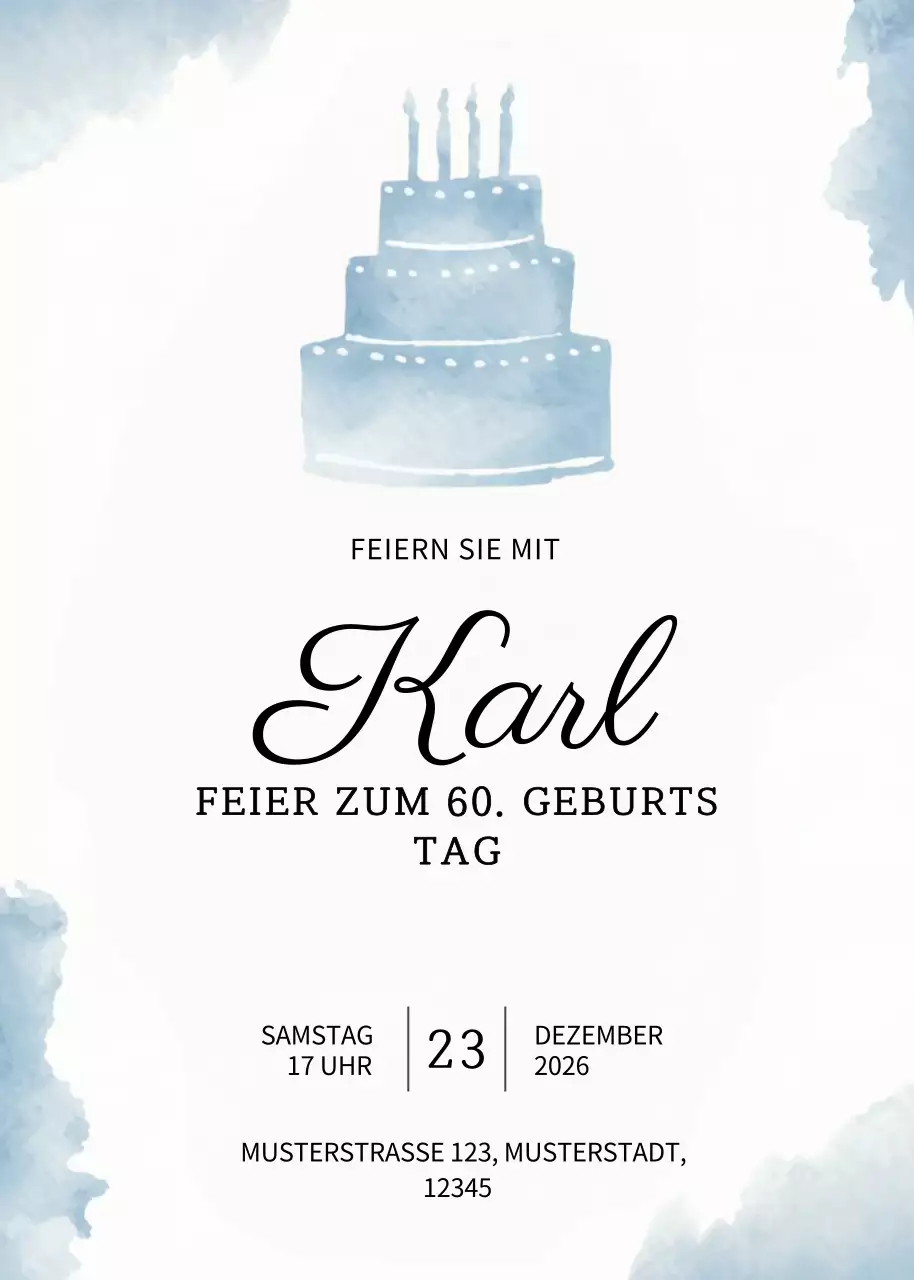 Blau Elegante Geburtstagseinladung