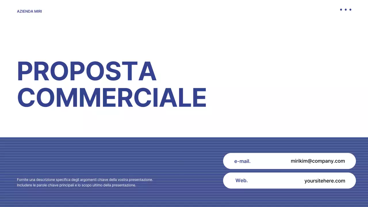 Proposta con un semplice sfondo a strisce blu