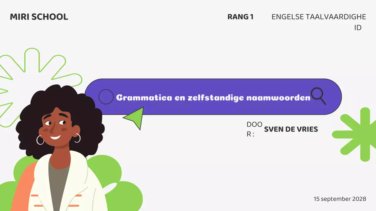 Beige Groene Illustratie Lesmateriaal Grammatica Presentatie