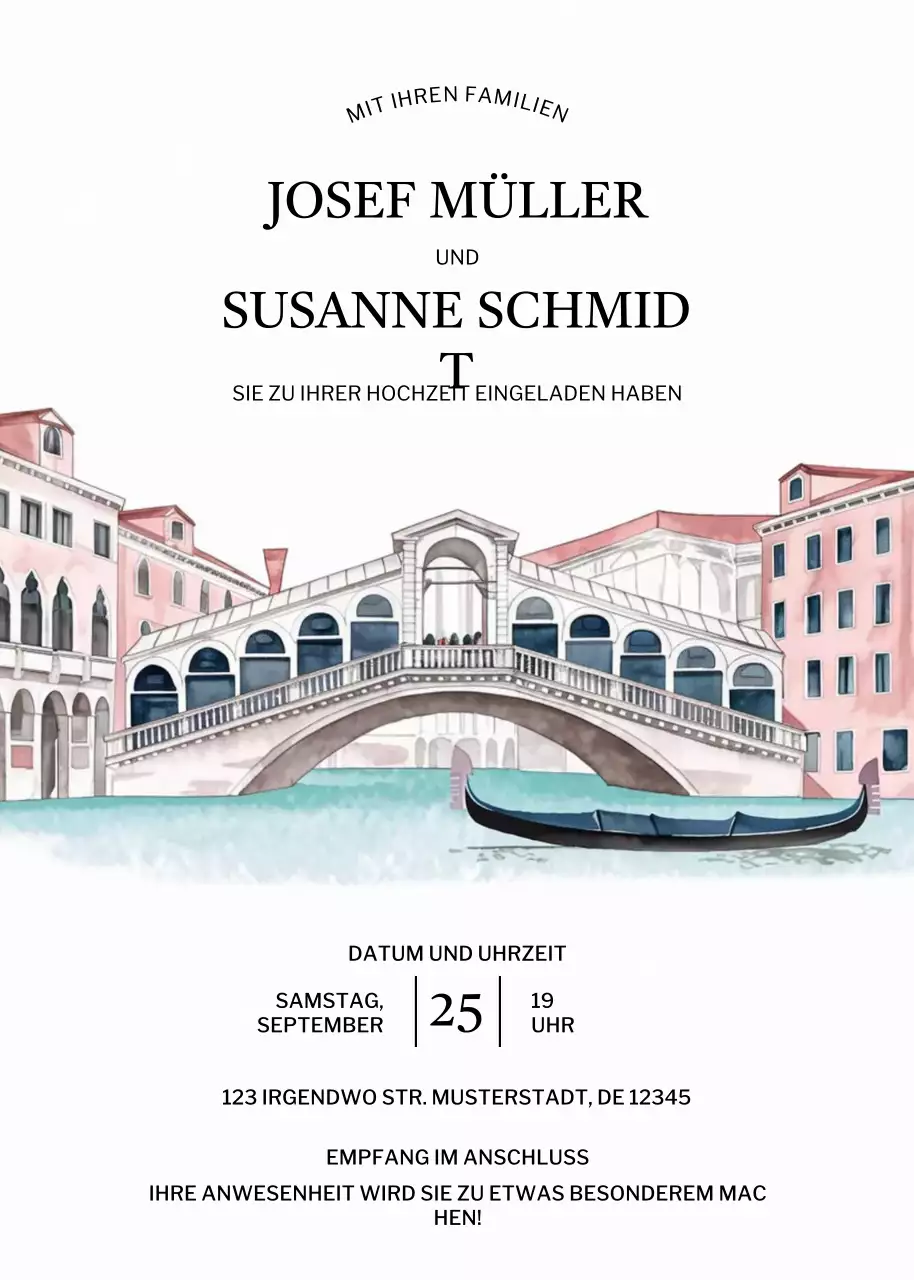 Weiß Elegante Hochzeitseinladung