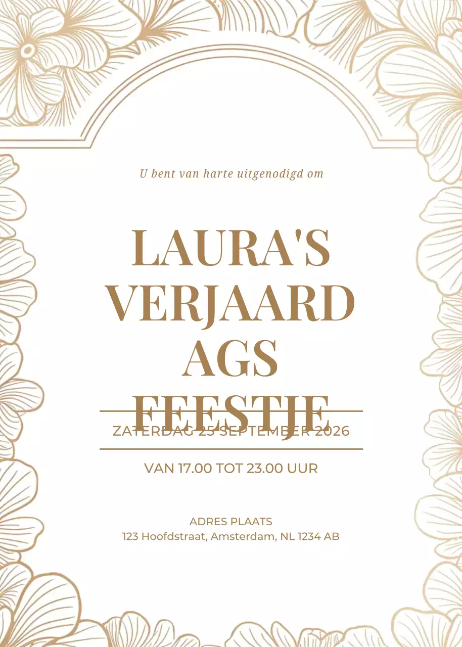 uitnodiging gouden elegante verjaardag