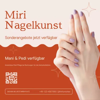 Orange and Beige Minimalist Nail Art Promotion Instagram Post