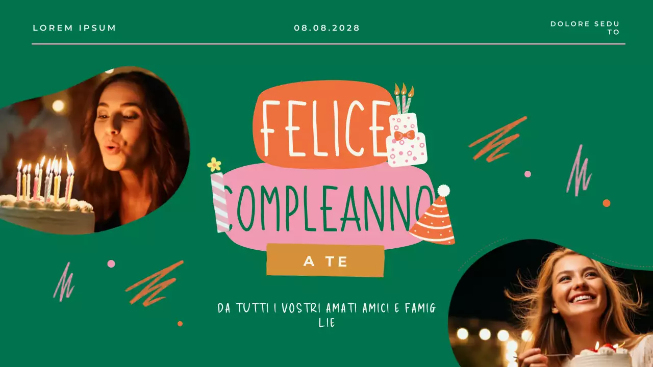 Presentazione verde giocosa di buon compleanno