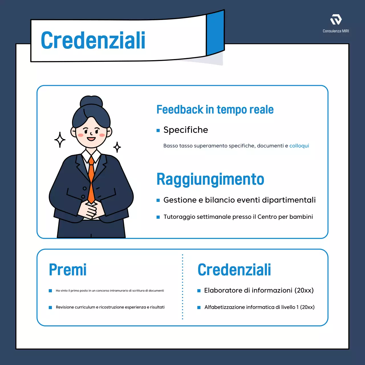 Promuovere recensioni di lavoro moderne in blu e arancione