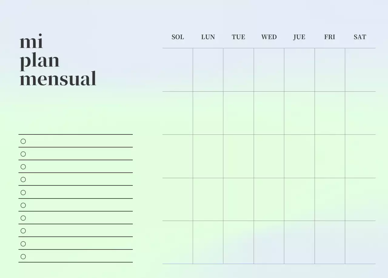 Calendario minimalista degradado