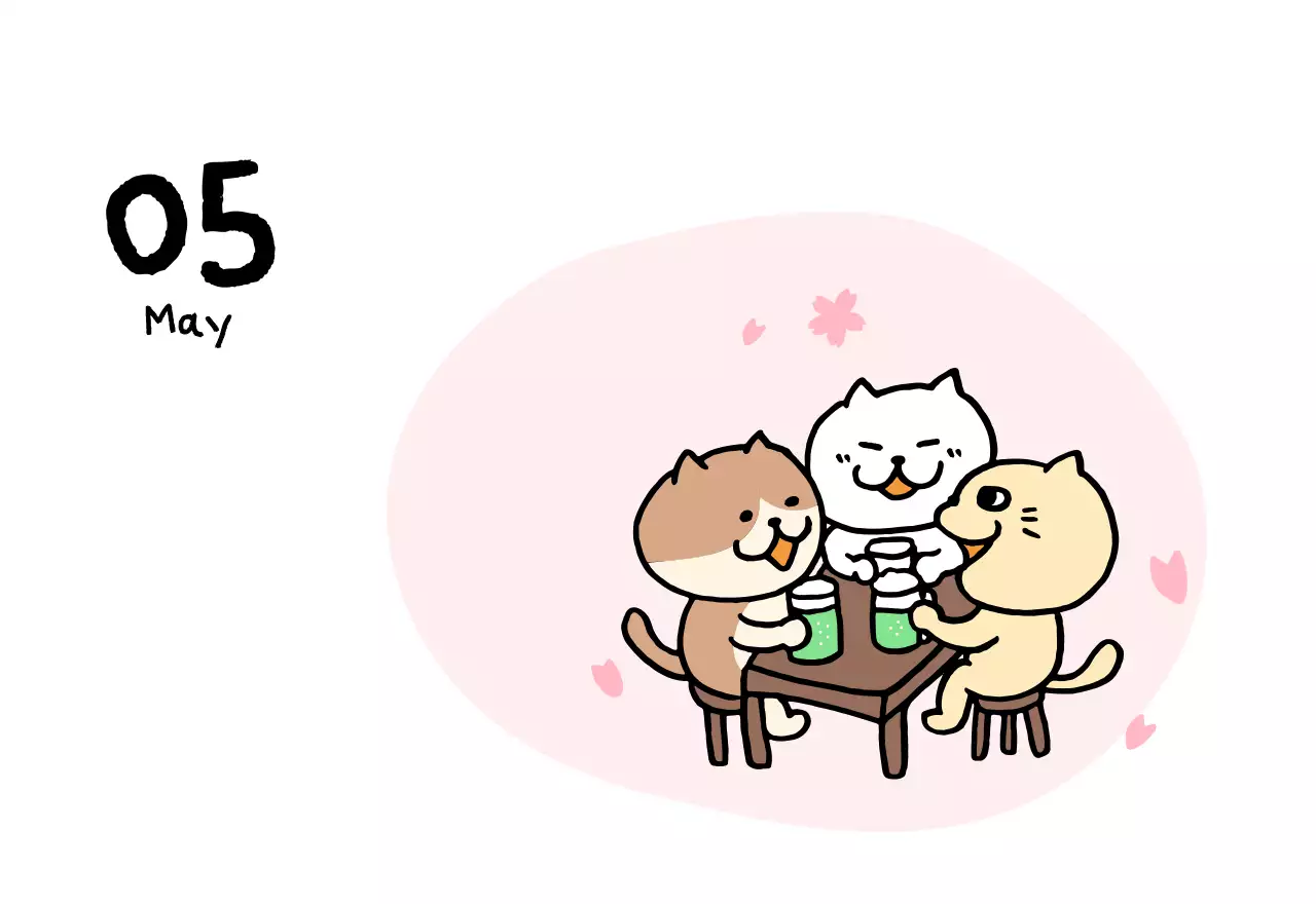 アイボリーのかわいらしい日めくりカレンダー