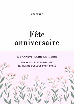 Invitation d'anniversaire florale rose
