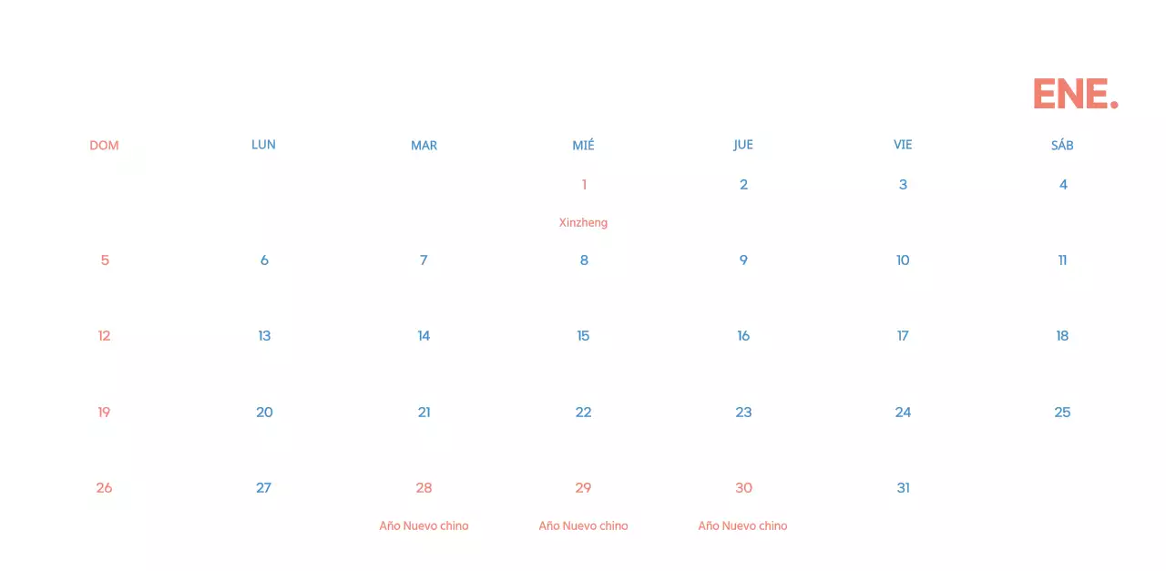 Calendario comercial con simpáticas ilustraciones