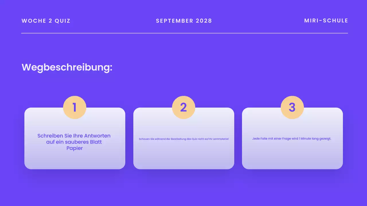 Blaue moderne Quiz-Ankündigungspräsentation