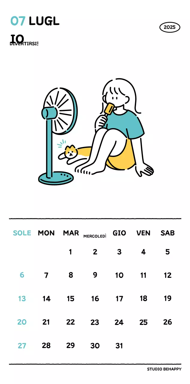 Calendario illustrato con un grazioso stile di linee