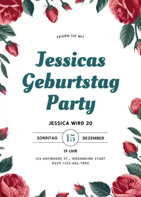 rote blumengeburtstagseinladung