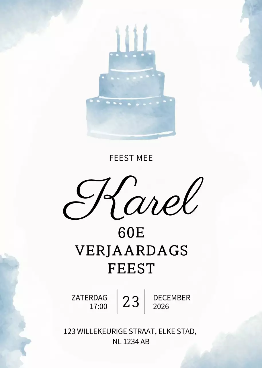 Blauwe elegante verjaardagsuitnodiging