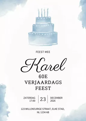 Blauwe elegante verjaardagsuitnodiging