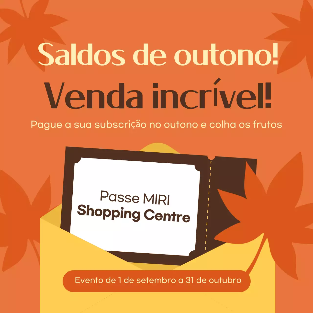 Promover um evento simples em laranja e castanho
