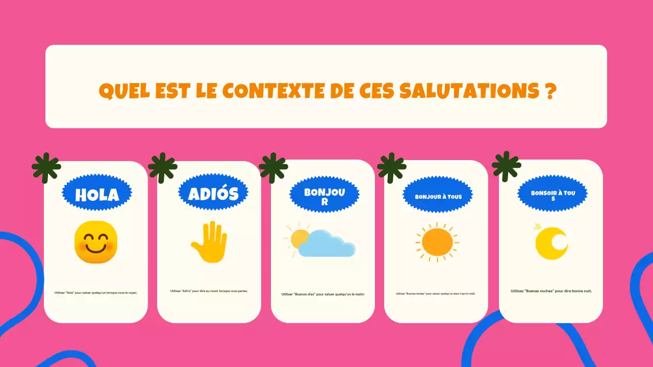 guide des cours de langues rose bleu coloré