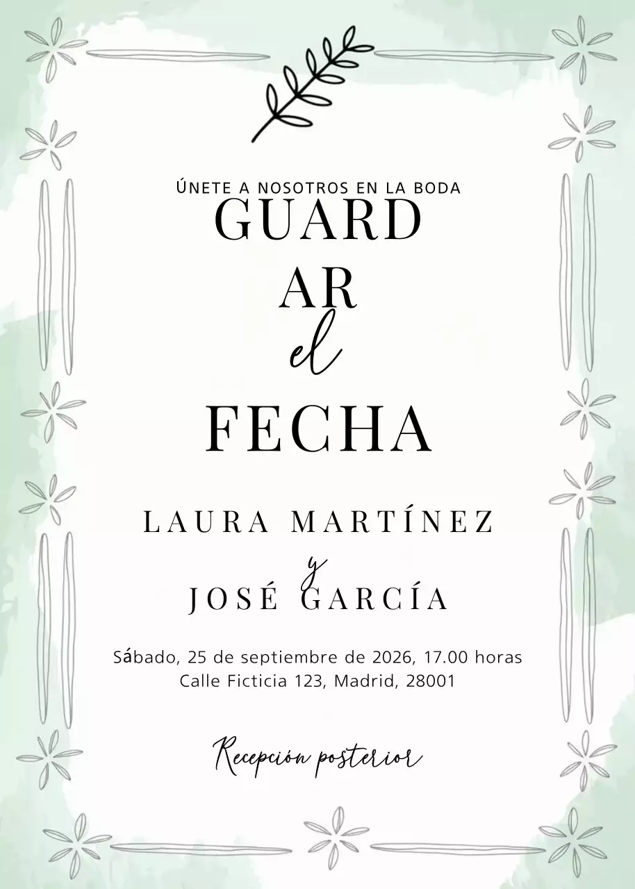 menta elegante invitación de boda