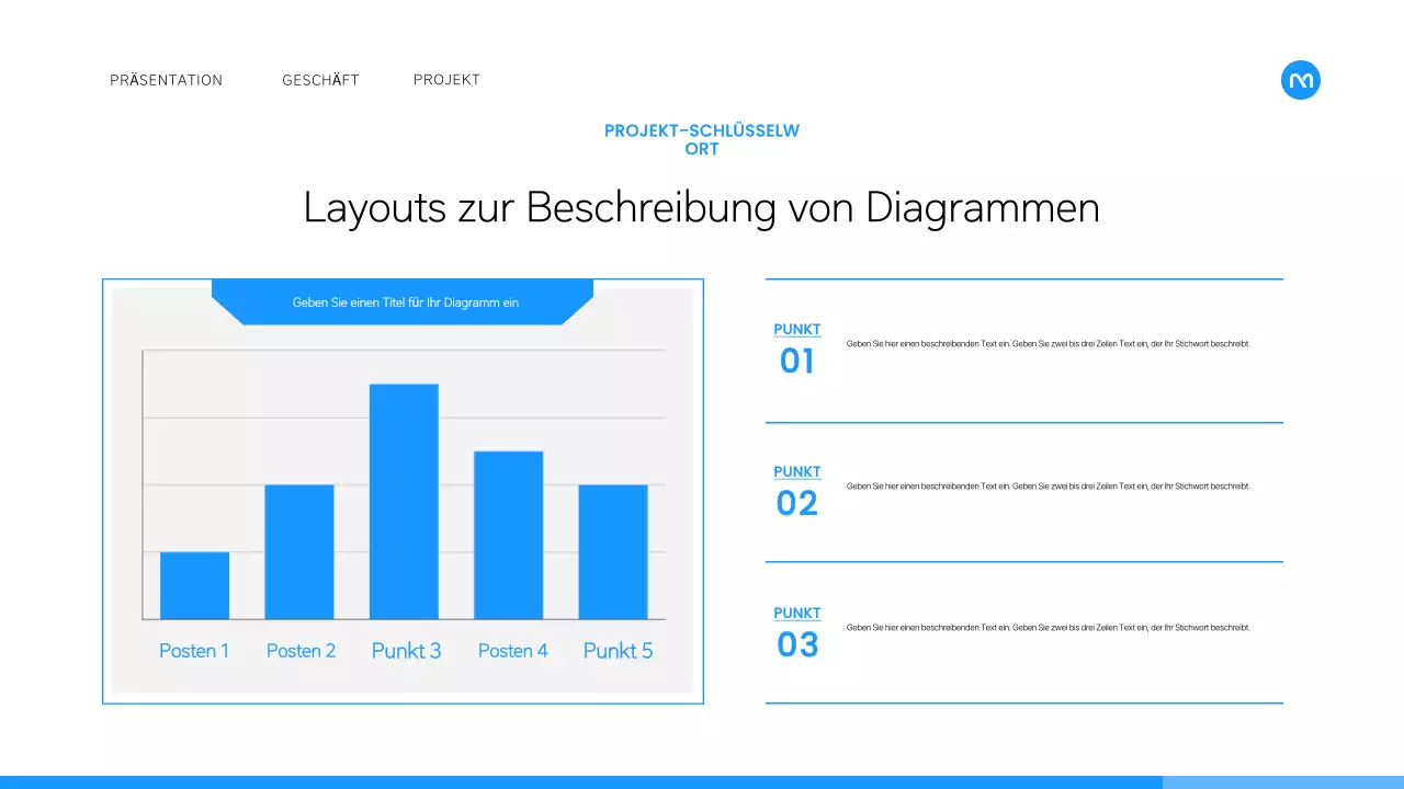 Ein einfacher Geschäftsplan in Weiß und Blau