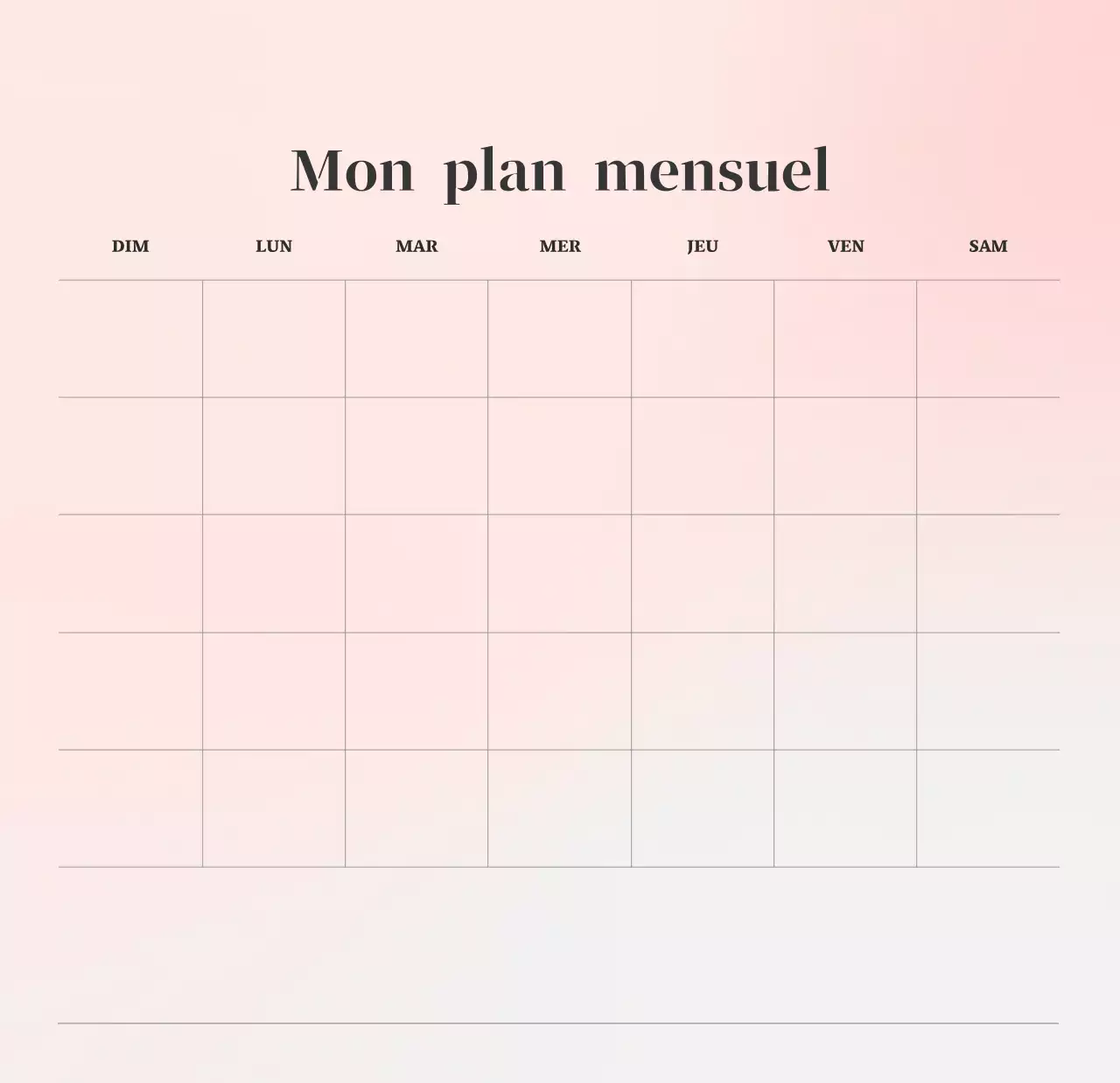 Calendrier minimaliste dégradé