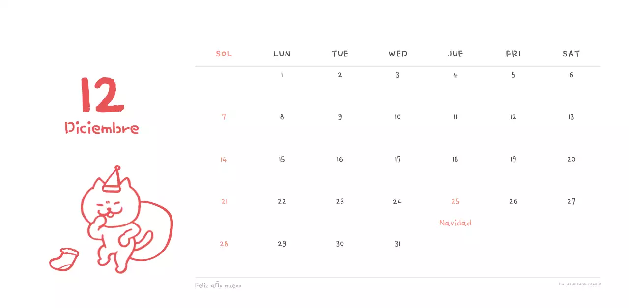 Calendario diario en marfil