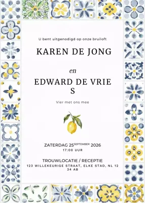 uitnodiging voor bruiloft met gele bloemen