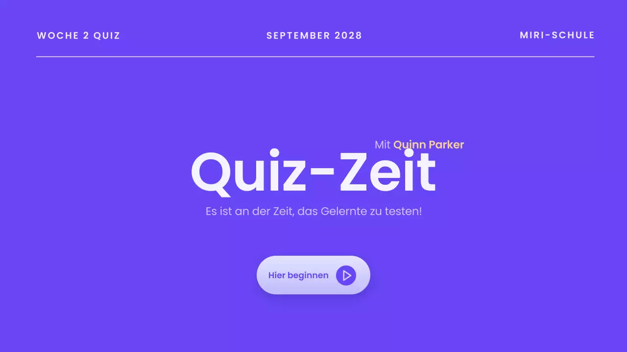 Blaue moderne Quiz-Ankündigungspräsentation