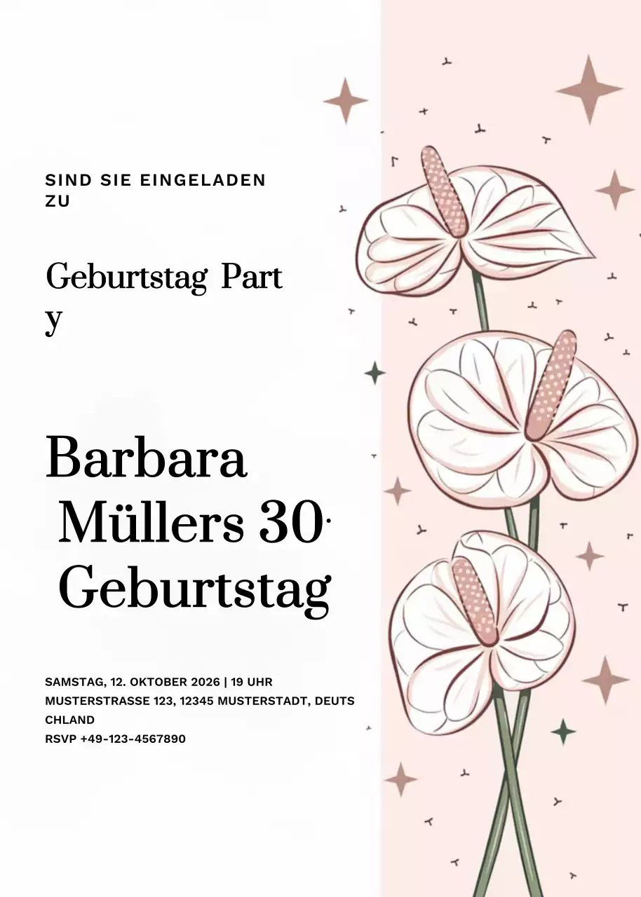 beige elegante Geburtstagseinladung