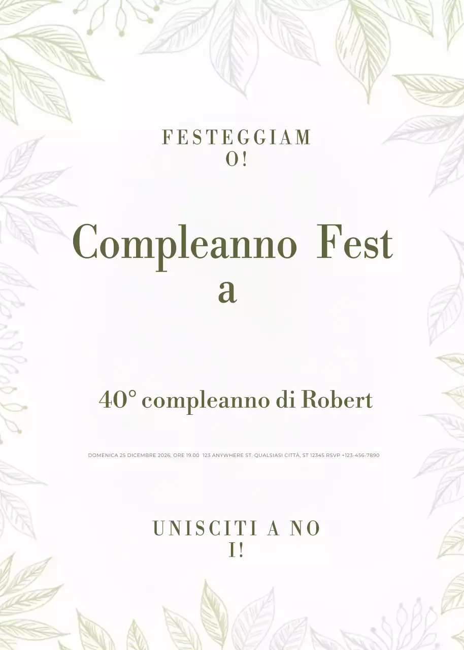 invito di compleanno elegante verde