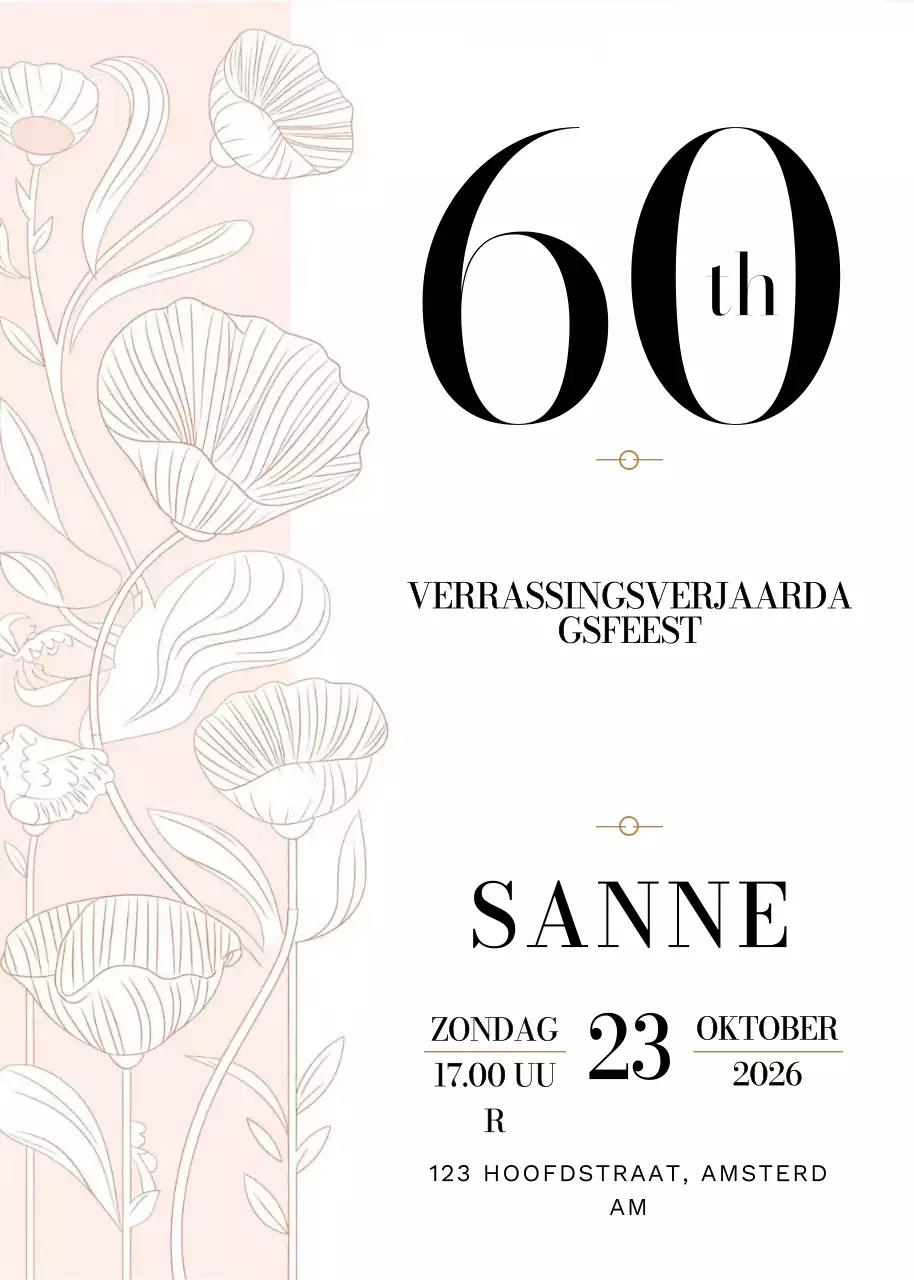 beige elegante verjaardagsuitnodiging