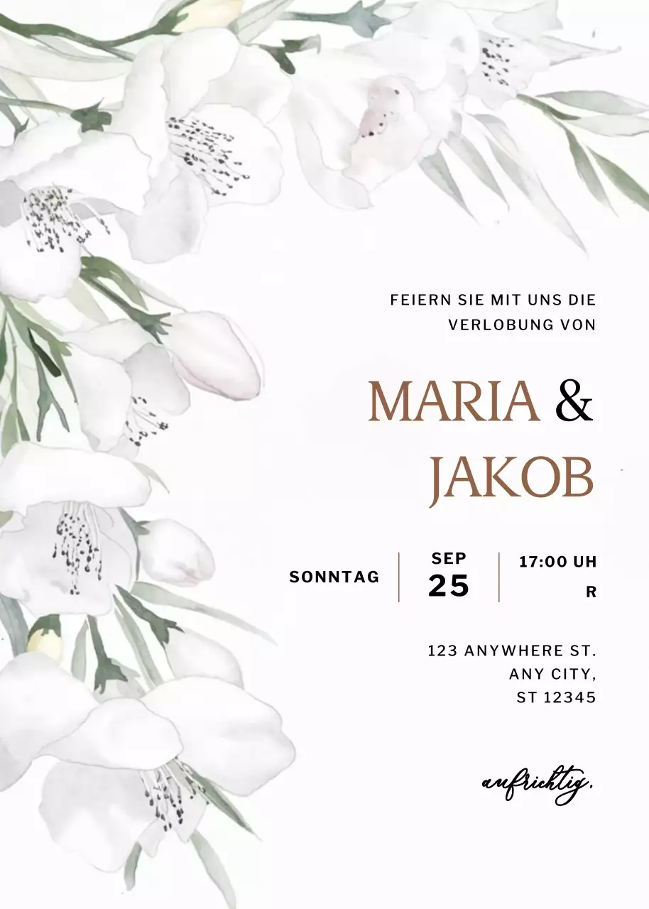 Weiß Elegante Verlobungseinladung