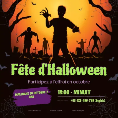 Invitation Halloween gothique orange Médias sociaux