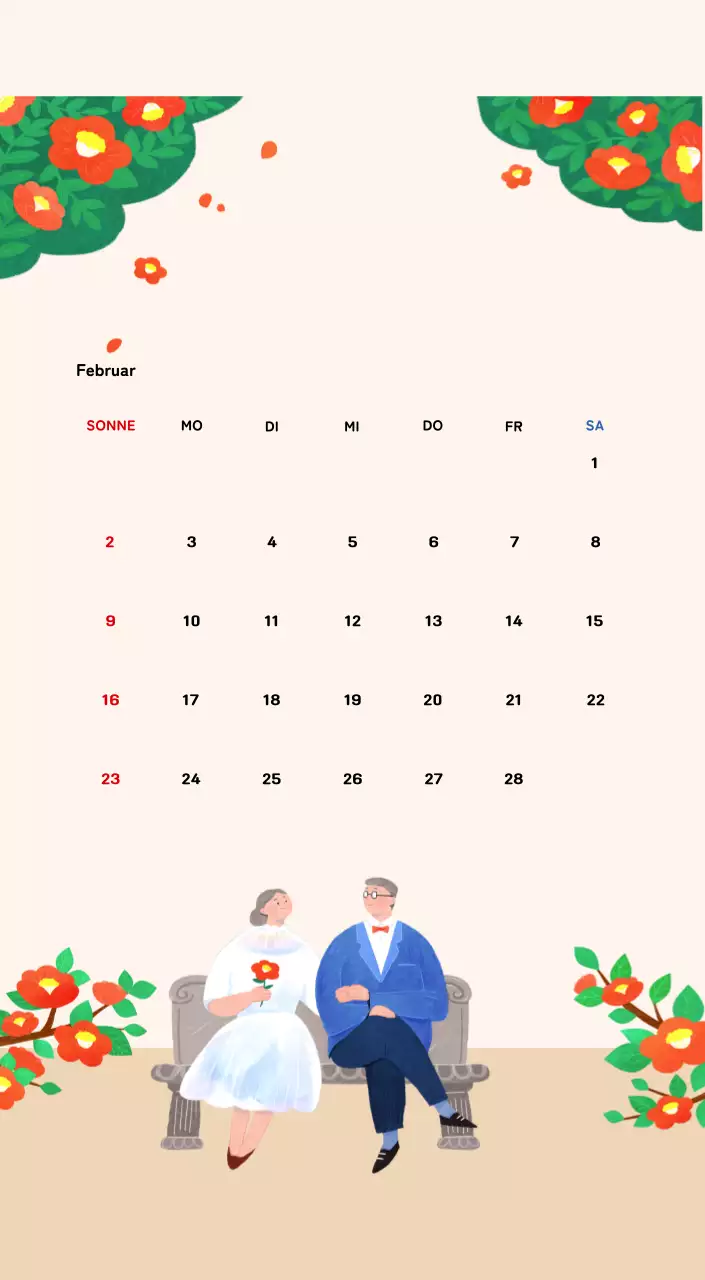 Neujahrskalender mit warmen Illustrationen