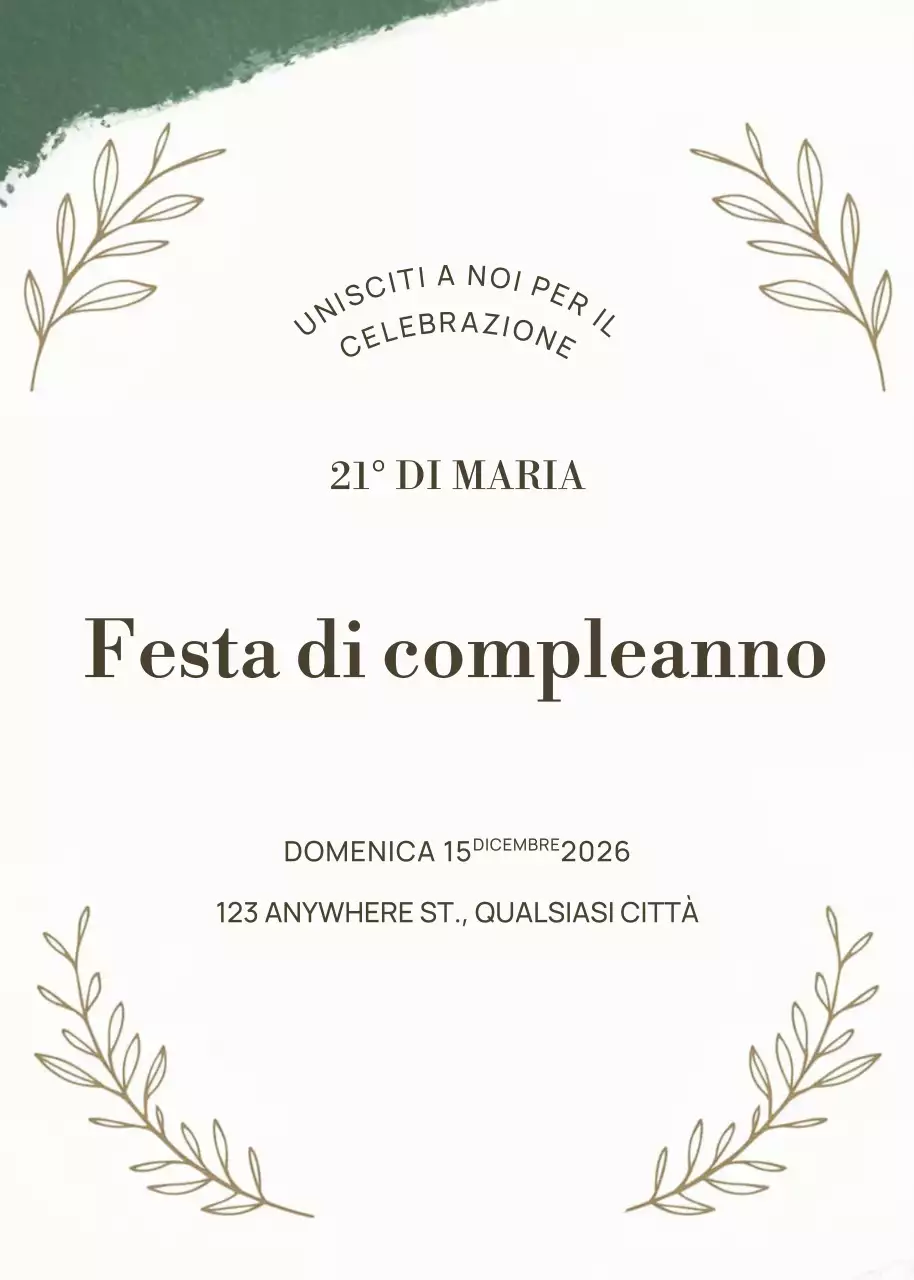 Invito di compleanno verde elegante