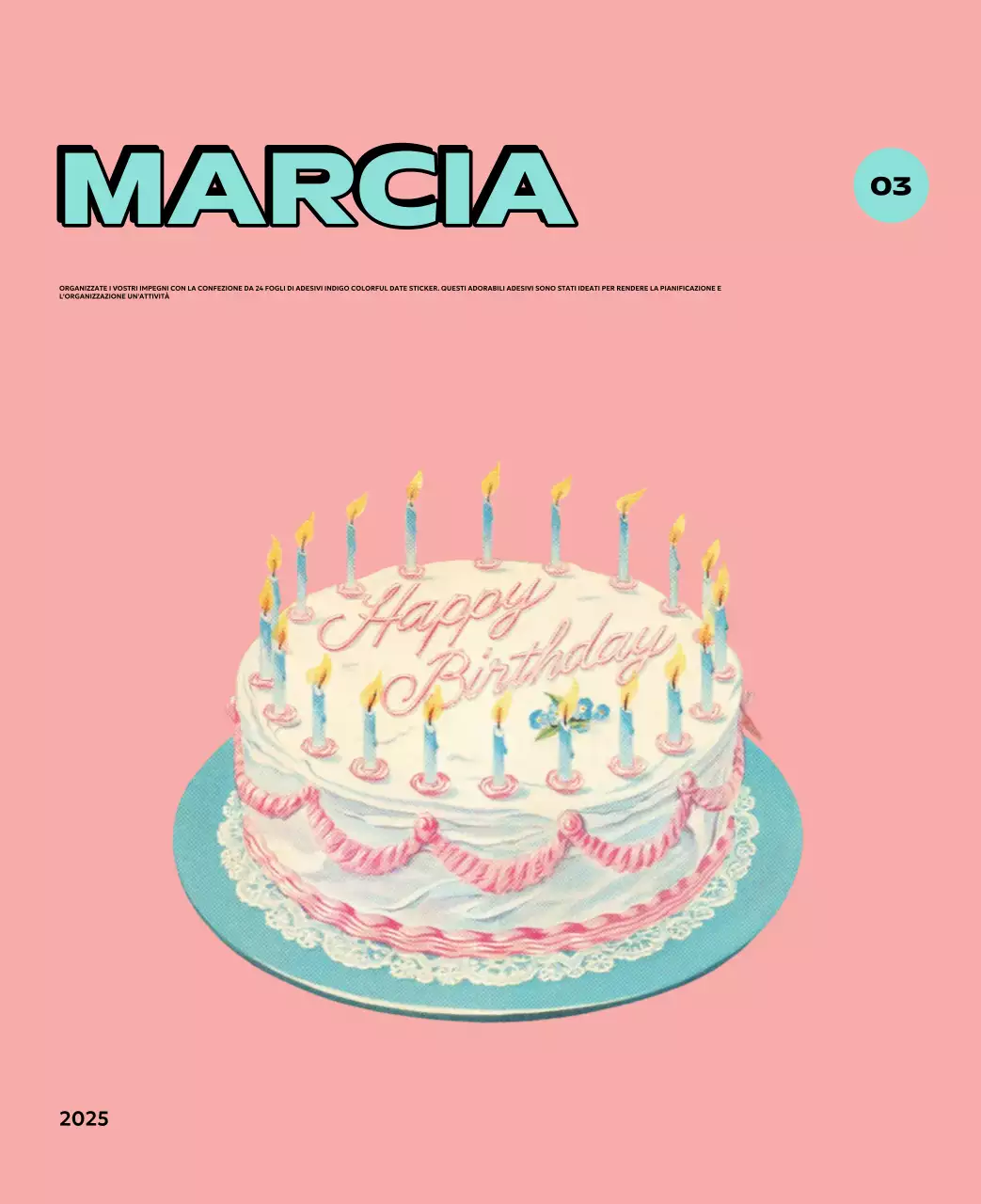 Calendari colorati con una varietà di illustrazioni retrò