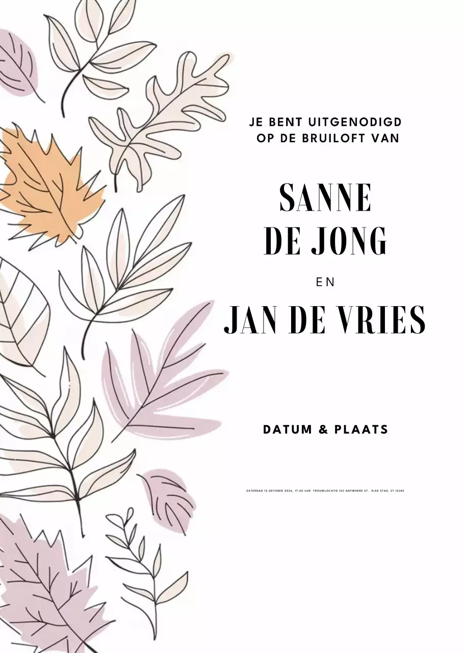 beige elegante huwelijksuitnodiging