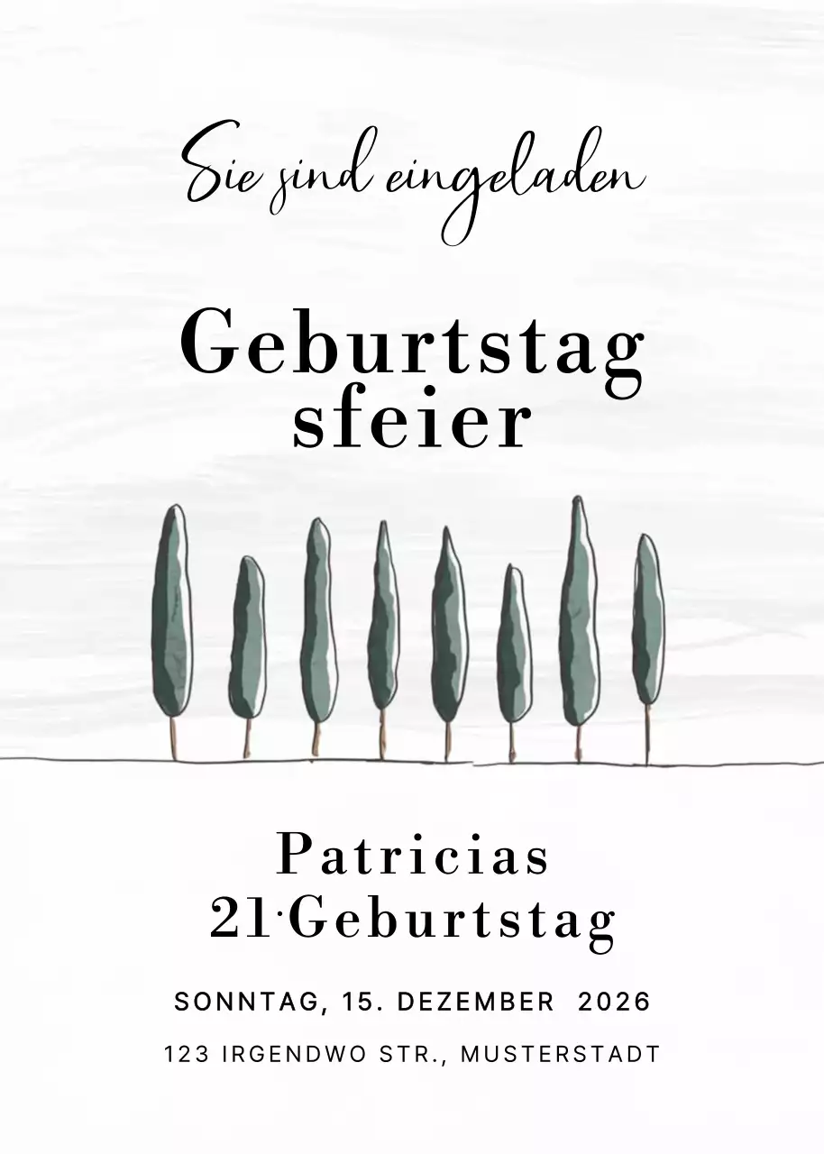 Minimalistische Geburtstagseinladung in Weiß