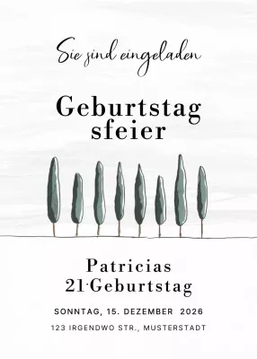 Minimalistische Geburtstagseinladung in Weiß