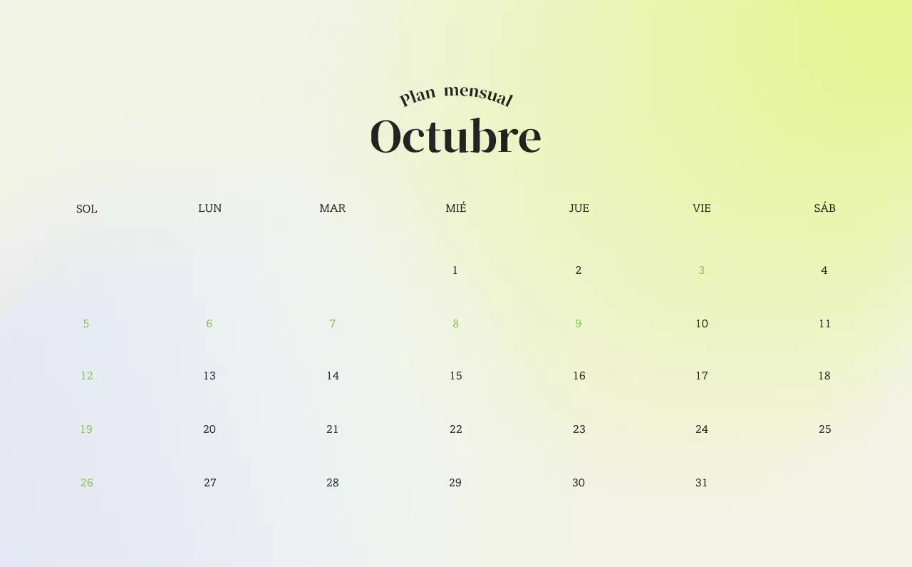 Calendario minimalista degradado