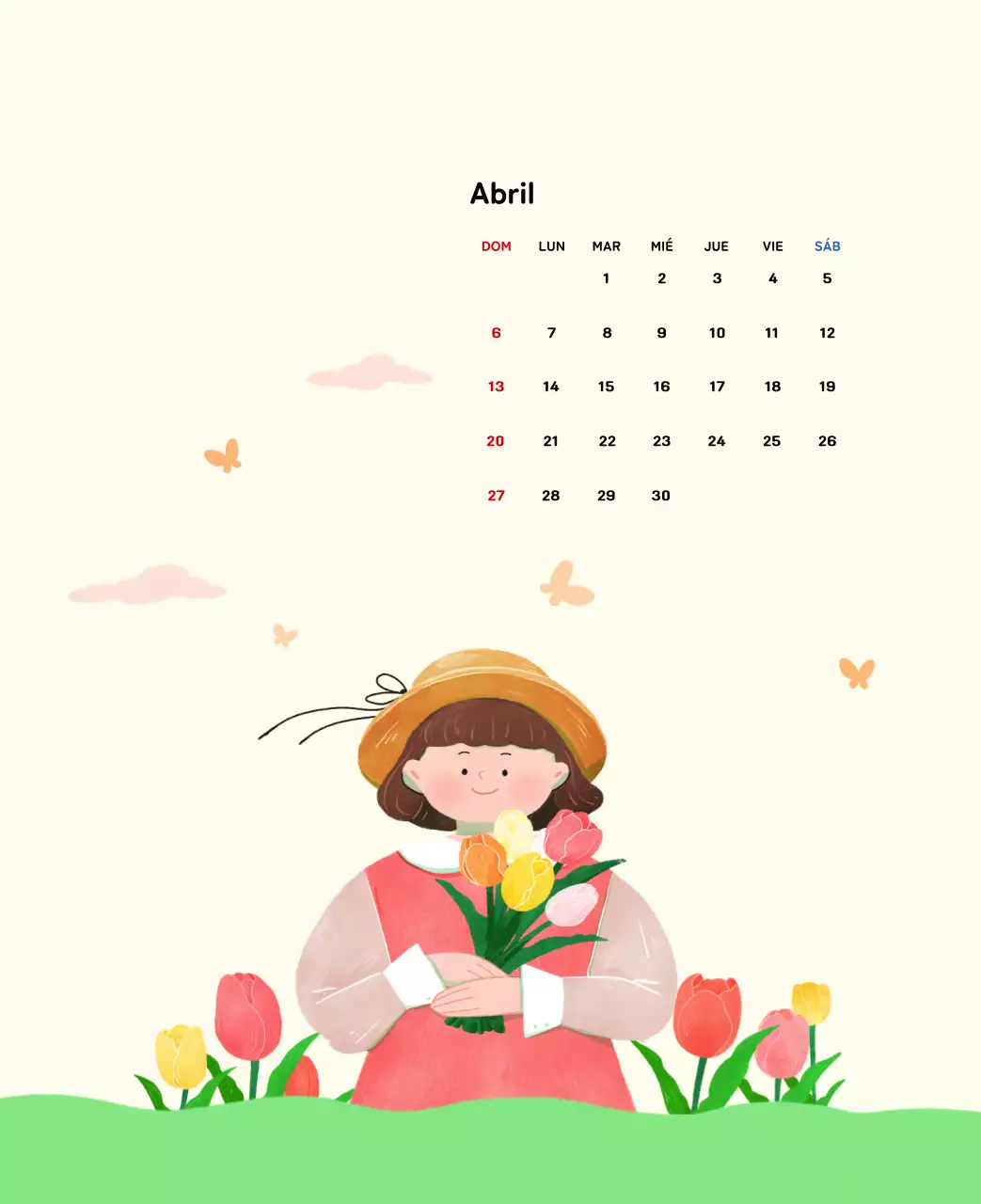 Calendario de Año Nuevo con cálidas ilustraciones