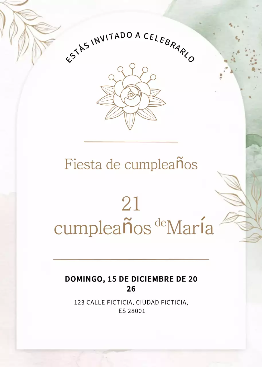 invitación de cumpleaños elegante beige