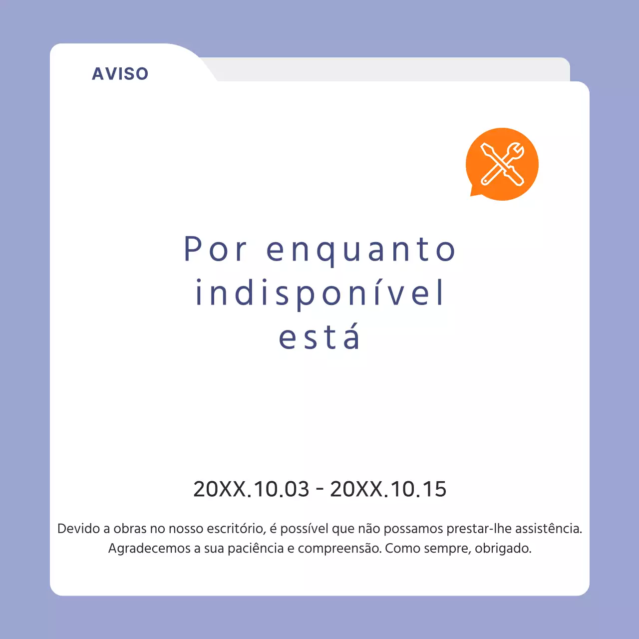 Mauve Aviso de construção simples