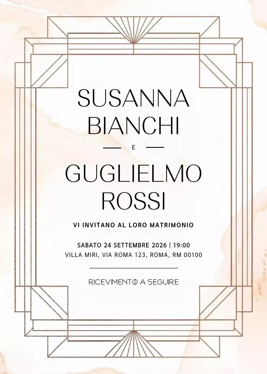 Invito di nozze elegante beige