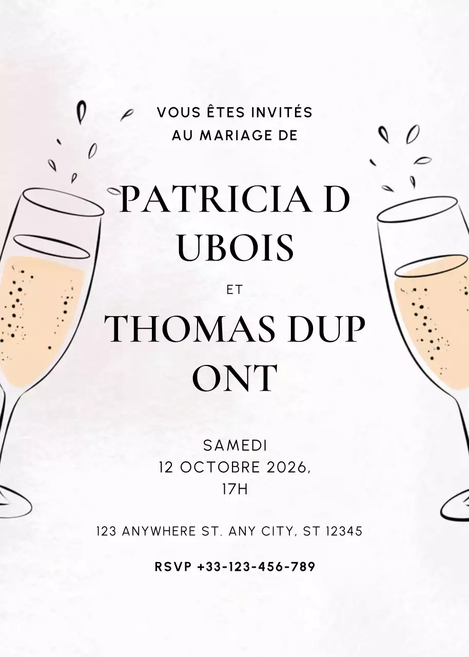 invitation de mariage beige et élégante