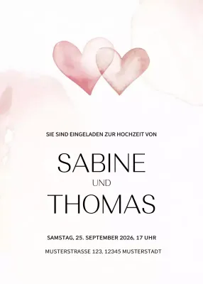 Rosa Elegante Hochzeitseinladung